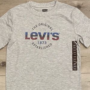 Levi's Boys Logo Graphic Tee, Light Gray, Size L(14/16), New Without Tags